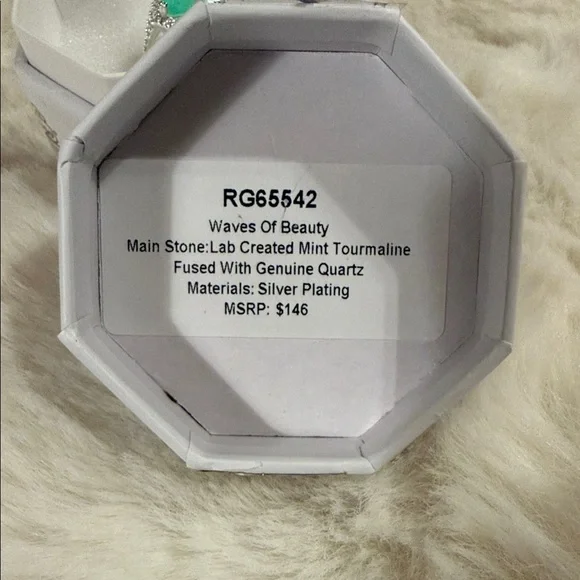 Resort Wear Emerald-Cut Green Gemstone Halo Ring by W - Picture 3 of 4